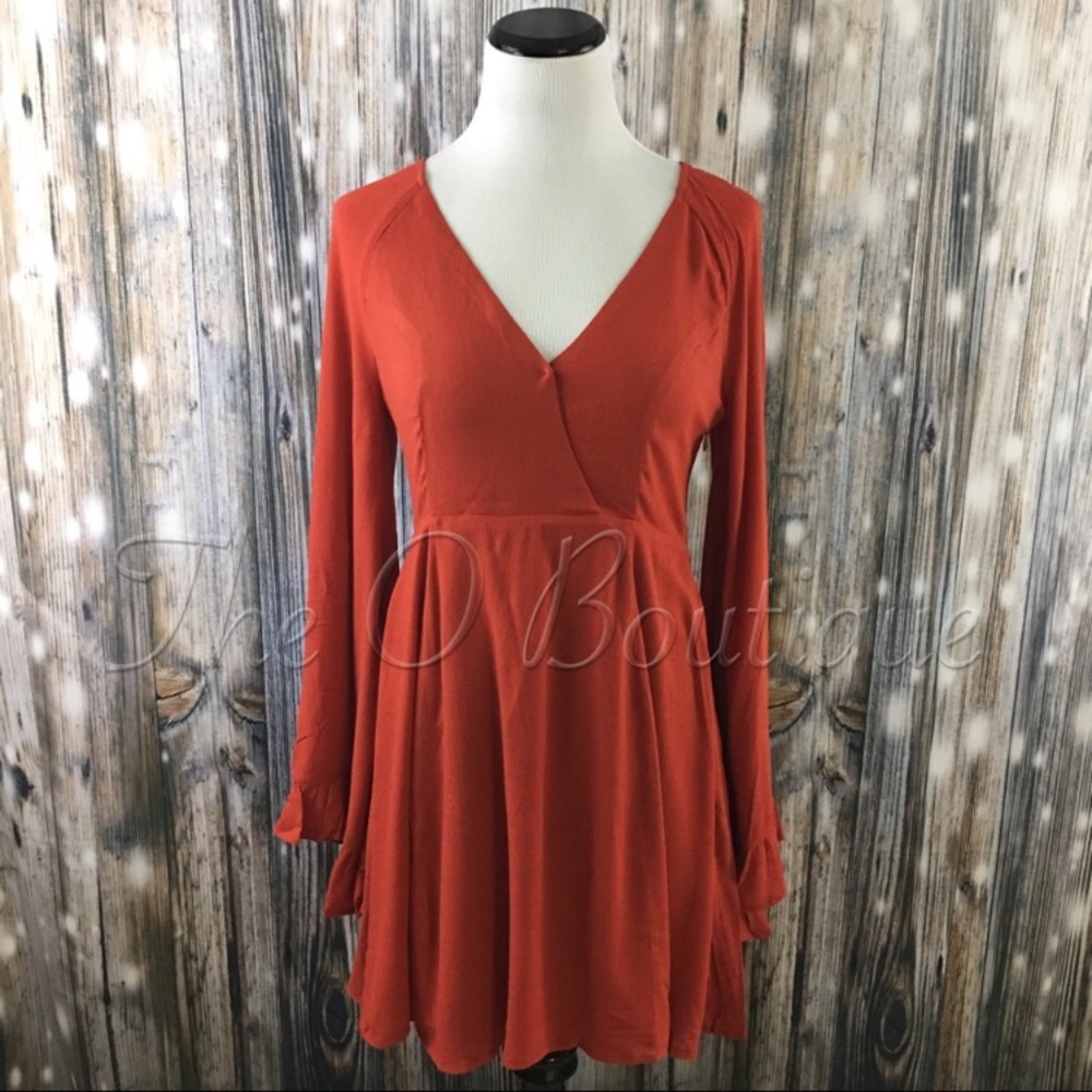 Love Riche Orange Fit and Flare Mini Dress with Raglan Sleeves